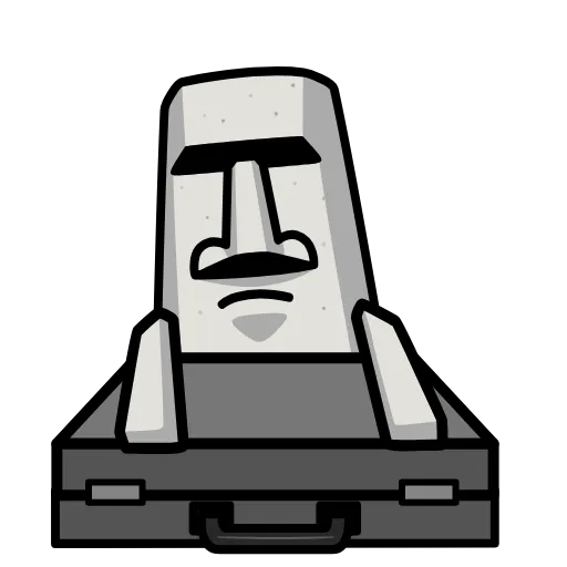Стикер 55 Анимированный набор эмоджи с мемной статуей Истуканом Moai