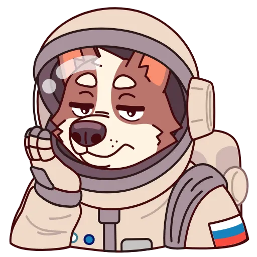 Стикер 12 Анимированный набор эмоджи с космопсами Белкой и Стрелкой