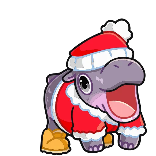 Стикер 32 Набор эмоджи с бегемотиком Биги из ВК в HD качестве