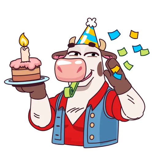 🥳 Стикер «Бык фермер» для Telegram