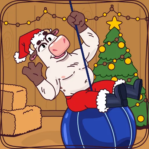 🎅 Стикер «Бык фермер» для Telegram