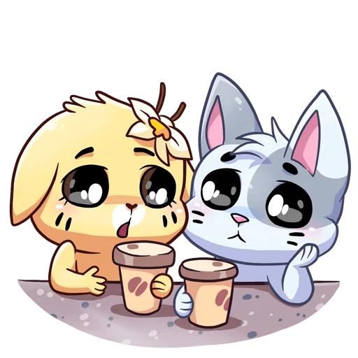 ☕️ Стикер «Бисквит и Ванилька без надписей» для Telegram
