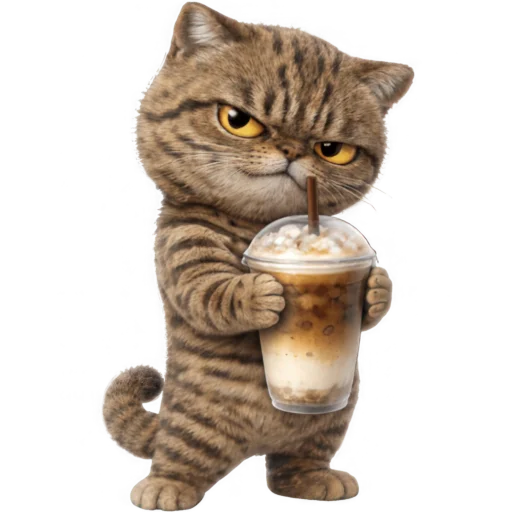 🧋 Стикер «Коричневый котик» для Telegram