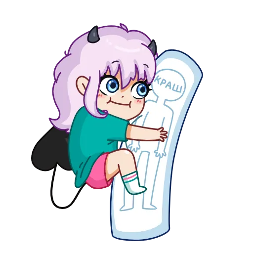 Стикер 13 Анимированный набор эмоджи с чиби тяночкой Алексой из ВК