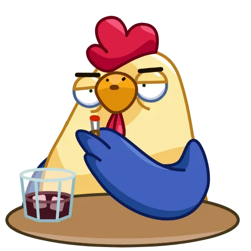 Стикер 15 😶 Chick - смайлы из набора стикеров с Шайтан курочкой