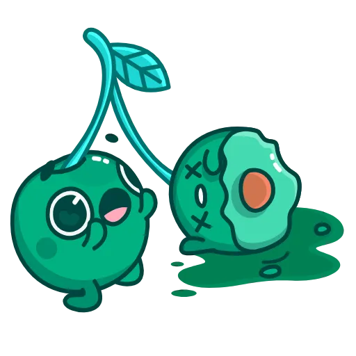 Стикер 29 👋 Colored Cherry Emoji - вишенка но в разных цветах