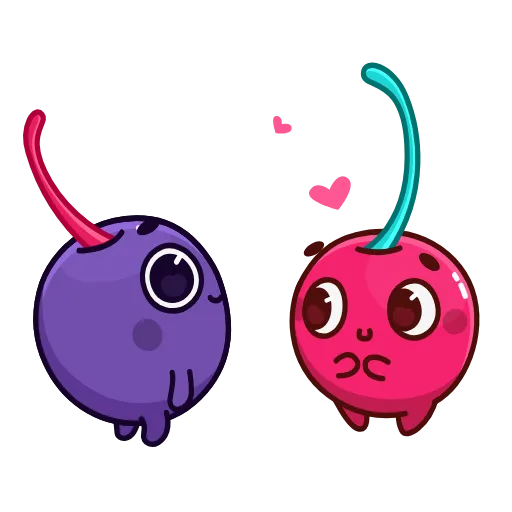 Стикер 32 👋 Colored Cherry Emoji - вишенка но в разных цветах
