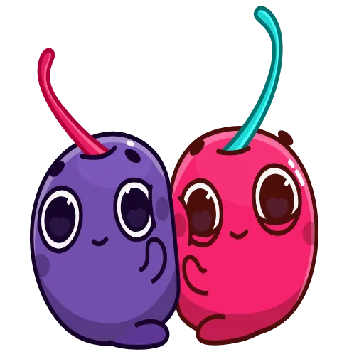 Стикер 39 👋 Colored Cherry Emoji - вишенка но в разных цветах