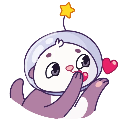 Стикер 17 🥰 Анимированный набор эмоджи с космо Выдрой