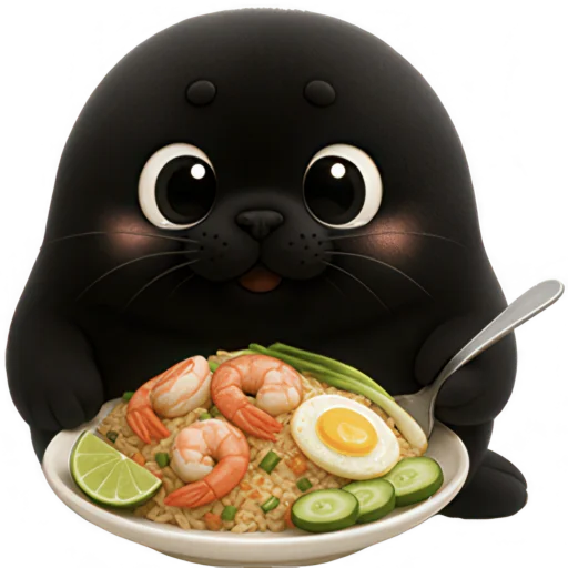 🥗 Стикер «Черный тюлень» для Telegram