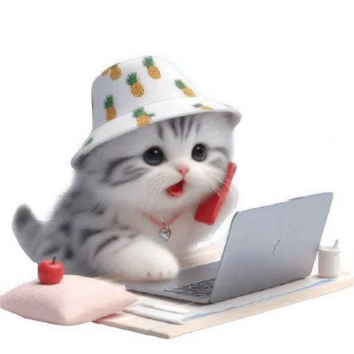 💼 Стикер «Котик в шляпе ананасе» для Telegram