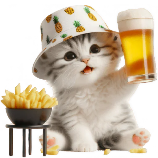 🍺 Стикер «Котик в шляпе ананасе» для Telegram