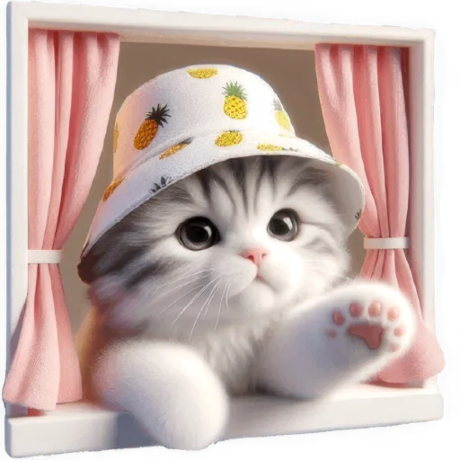 😶 Стикер «Котик в шляпе ананасе» для Telegram