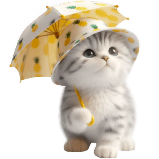 ☂ Стикер «Котик в шляпе ананасе» для Telegram