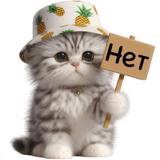 🙅‍♀ Стикер «Котик в шляпе ананасе» для Telegram