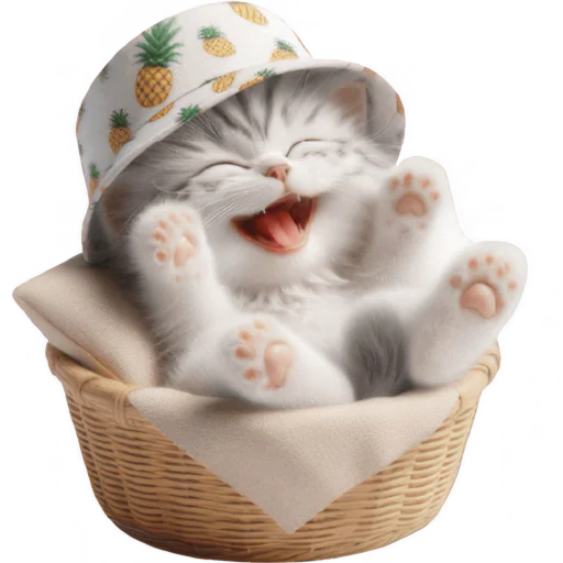 🥳 Стикер «Котик в шляпе ананасе» для Telegram