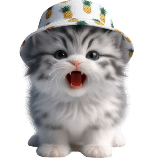 👹 Стикер «Котик в шляпе ананасе» для Telegram