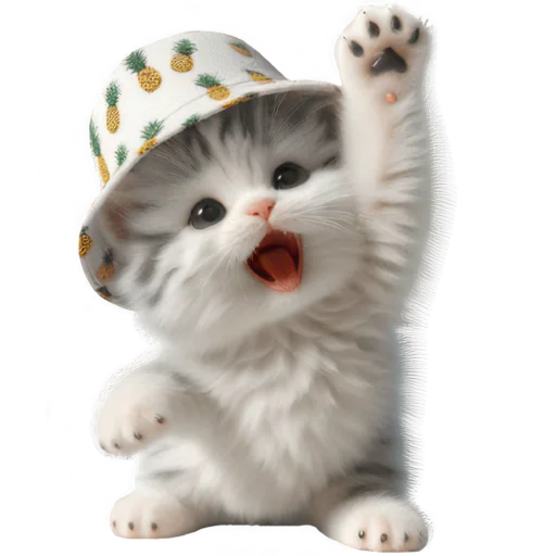👋 Стикер «Котик в шляпе ананасе» для Telegram