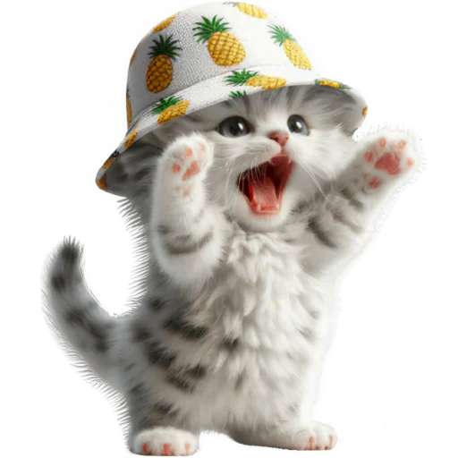 👹 Стикер «Котик в шляпе ананасе» для Telegram
