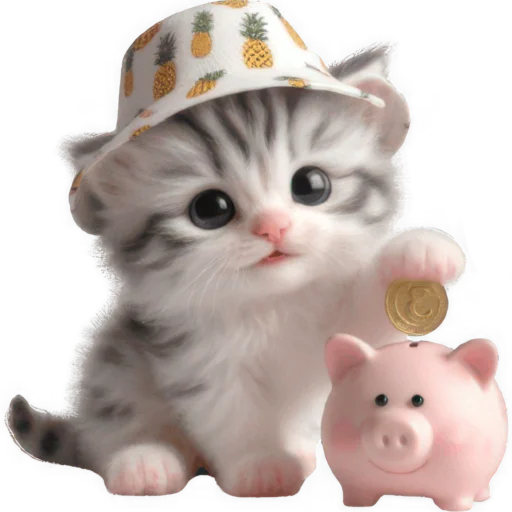 🪙 Стикер «Котик в шляпе ананасе» для Telegram