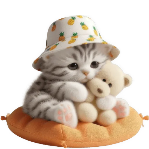 🤗 Стикер «Котик в шляпе ананасе» для Telegram
