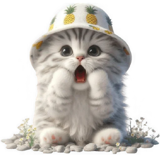 😱 Стикер «Котик в шляпе ананасе» для Telegram