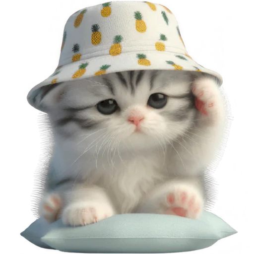 😌 Стикер «Котик в шляпе ананасе» для Telegram