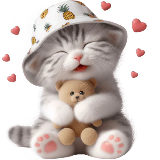 🥰 Стикер «Котик в шляпе ананасе» для Telegram