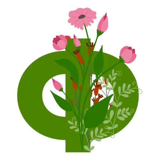 Стикер 22 Flowers Spring Letters