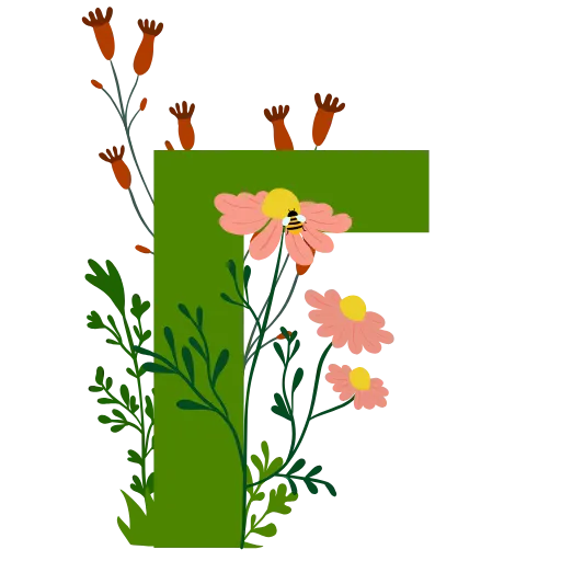 Стикер 4 Flowers Spring Letters