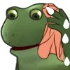 Стикер 42 😐 Worry frog emoji - Тревожный лягушонок