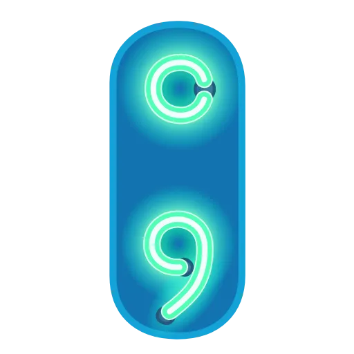 Стикер 51 Glow Font