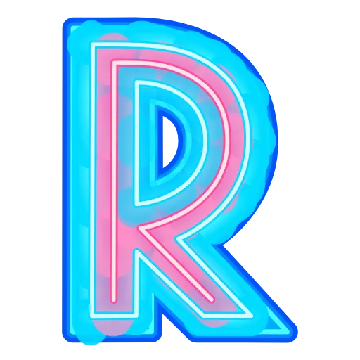 Стикер 18 Glowing Font