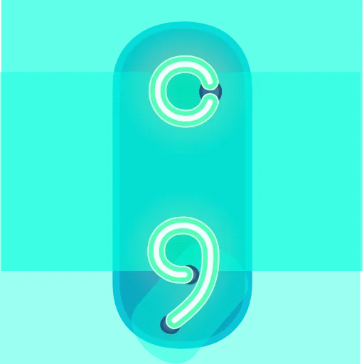 Стикер 50 Glowing Font