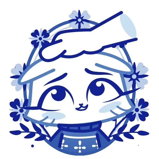 Стикер 14 Кошечка Гжель