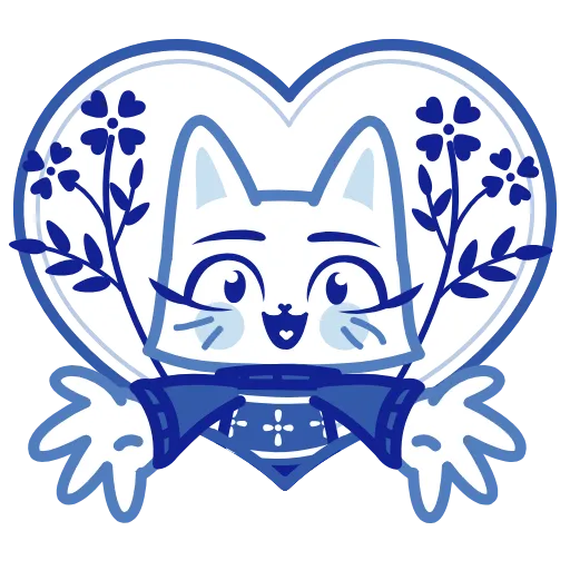 Стикер 3 Кошечка Гжель