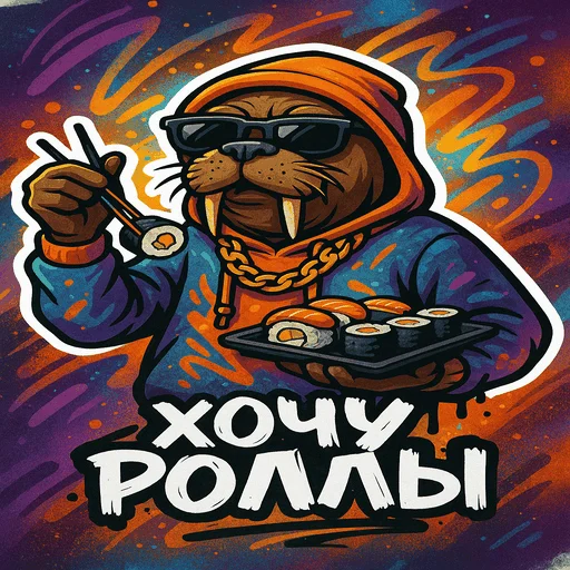 🍙 Стикер «Хайповый морж» для Telegram