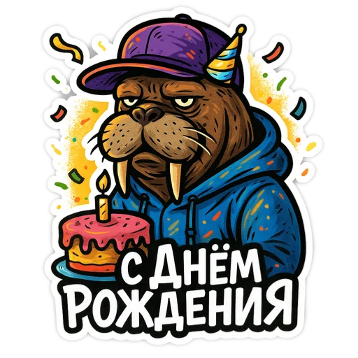 🎉 Стикер «Хайповый морж» для Telegram