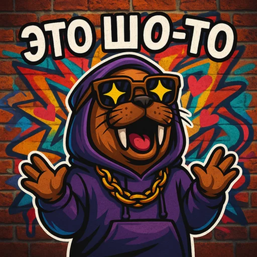 🤩 Стикер «Хайповый морж» для Telegram