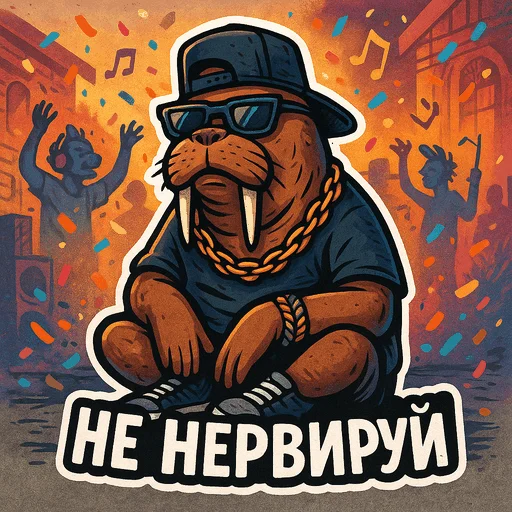 😼 Стикер «Хайповый морж» для Telegram