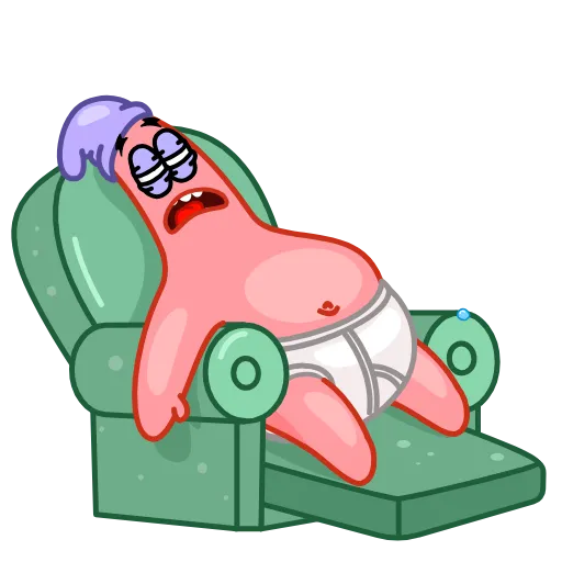 Стикер 16 😴 Patrick (Spongebob) - эмоджи с Патриком из Губки Боба