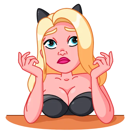 Стикер 15 Анимированный набор эмоджи с Леди Кошкой [18+]