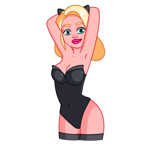 Стикер 24 Анимированный набор эмоджи с Леди Кошкой [18+]