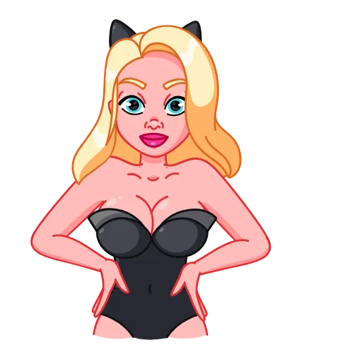 Стикер 23 Анимированный набор эмоджи с Леди Кошкой [18+]