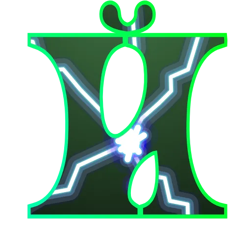 Стикер 12 Lightning - зелёный электрический шрифт, русский, английский