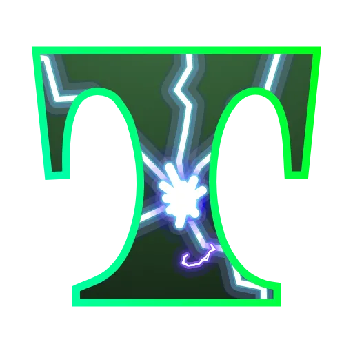 Стикер 21 Lightning - зелёный электрический шрифт, русский, английский