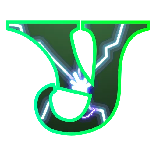 Стикер 22 Lightning - зелёный электрический шрифт, русский, английский