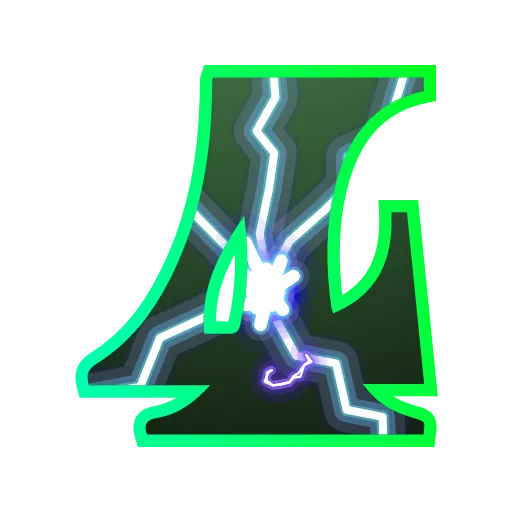 Стикер 46 Lightning - зелёный электрический шрифт, русский, английский