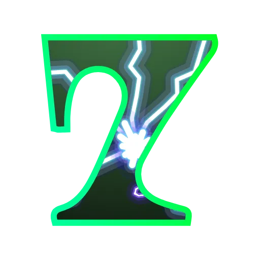 Стикер 49 Lightning - зелёный электрический шрифт, русский, английский