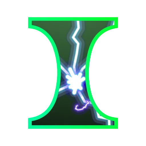Стикер 61 Lightning - зелёный электрический шрифт, русский, английский